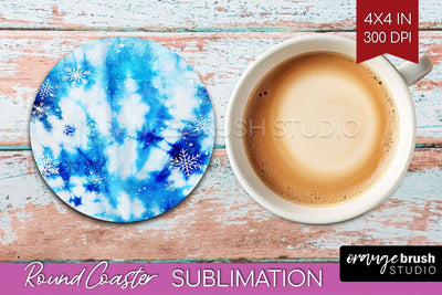 Winter Round Coaster - Tie Dye Coaster Sublimation Sublimation OrangeBrushStudio 