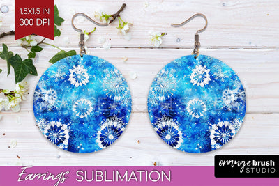 Winter Round Earrings Sublimation - Tie Dye Earrings Sublimation OrangeBrushStudio 