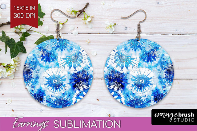 Winter Round Earrings Sublimation - Tie Dye Earrings Sublimation OrangeBrushStudio 