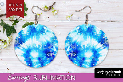 Winter Round Earrings Sublimation - Tie Dye Earrings Sublimation OrangeBrushStudio 