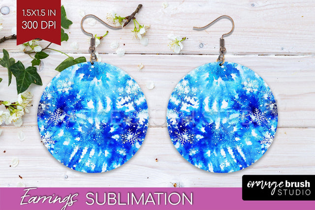 Winter Round Earrings Sublimation - Tie Dye Earrings Sublimation OrangeBrushStudio 