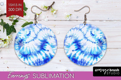 Winter Round Earrings Sublimation - Tie Dye Earrings Sublimation OrangeBrushStudio 