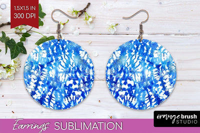 Winter Round Earrings Sublimation - Tie Dye Earrings Sublimation OrangeBrushStudio 