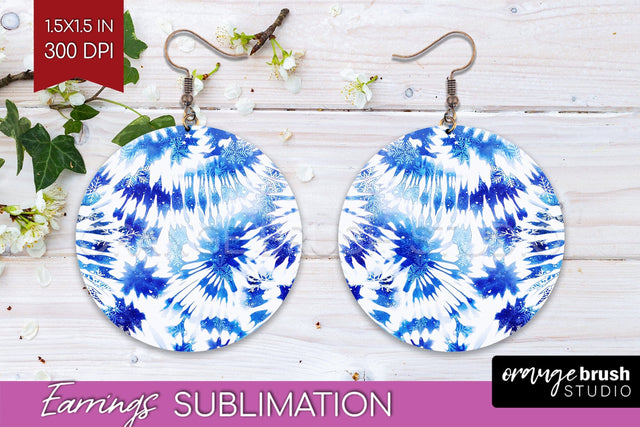 Winter Round Earrings Sublimation - Tie Dye Earrings Sublimation OrangeBrushStudio 