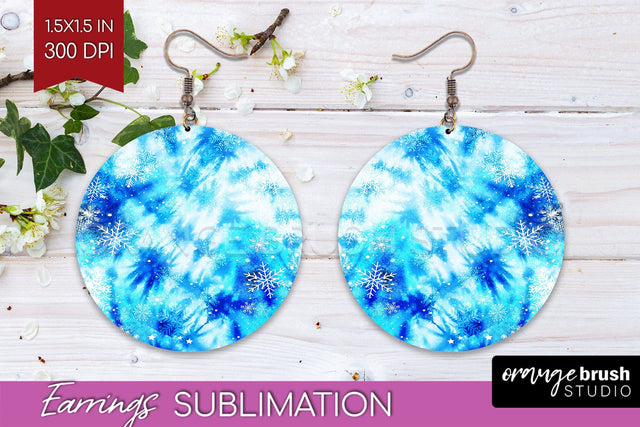 Winter Round Earrings Sublimation - Tie Dye Earrings Sublimation OrangeBrushStudio 