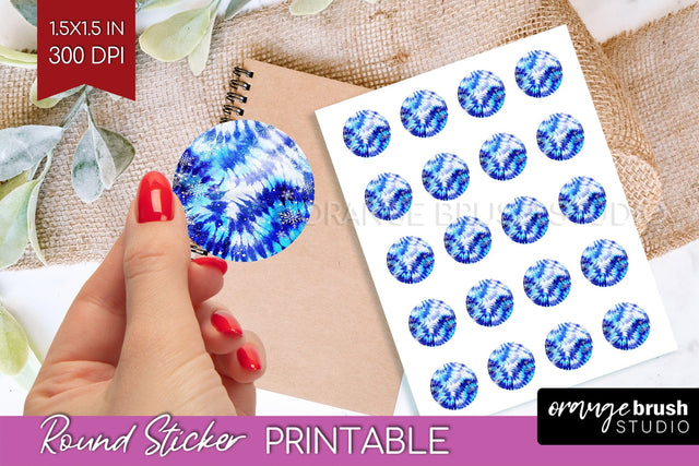Winter Round Sticker - Tie Dye Printable Stickers Sublimation OrangeBrushStudio 