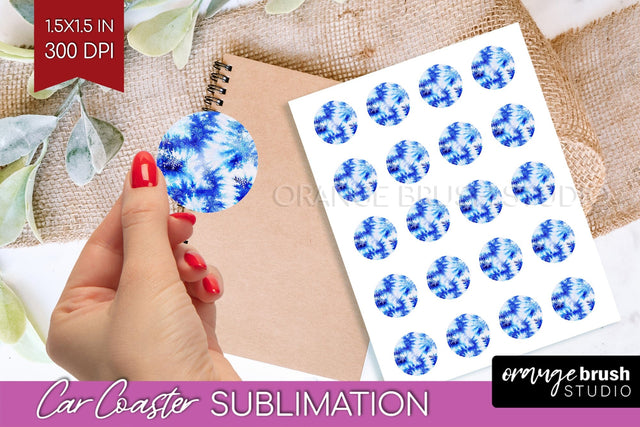 Winter Round Sticker - Tie Dye Printable Stickers Sublimation OrangeBrushStudio 
