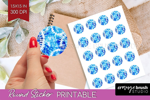 Winter Round Sticker - Tie Dye Printable Stickers Sublimation OrangeBrushStudio 