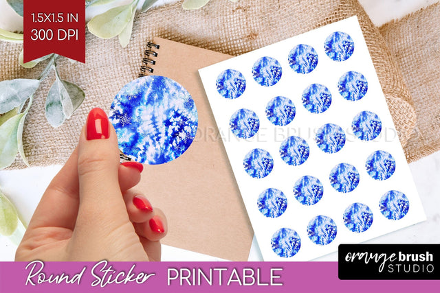 Winter Round Sticker - Tie Dye Printable Stickers Sublimation OrangeBrushStudio 