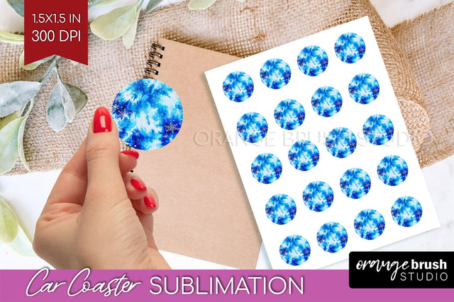 Winter Round Sticker - Tie Dye Printable Stickers Sublimation OrangeBrushStudio 