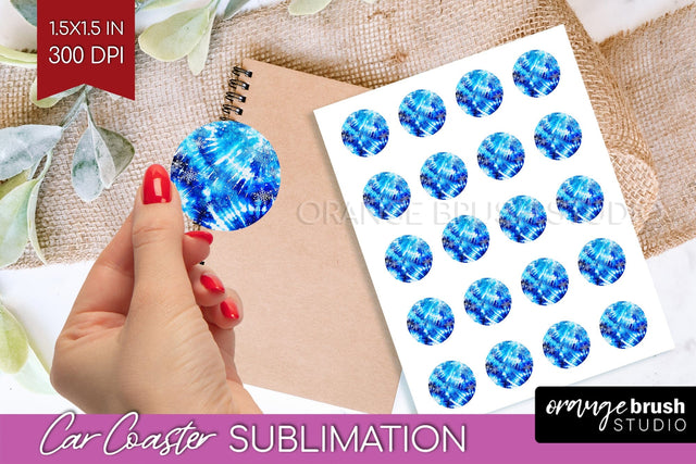 Winter Round Sticker - Tie Dye Printable Stickers Sublimation OrangeBrushStudio 