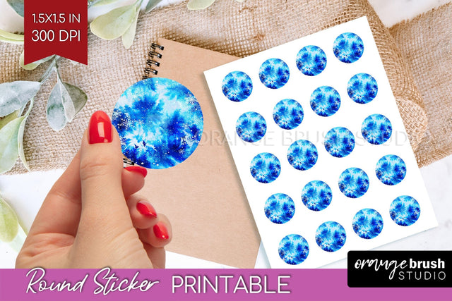Winter Round Sticker - Tie Dye Printable Stickers Sublimation OrangeBrushStudio 