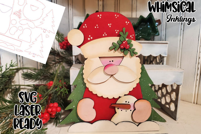 Winter Santa Shelf Sitter Laser SVG SVG Whimsical Inklings 