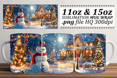 Winter Scene Christmas Mug Wrap for Sublimation - 11oz & 15oz Design Sublimation afrosvg 