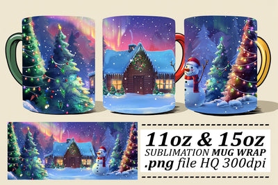 Winter Scene Mug Wrap for Sublimation - Christmas 11oz & 15oz Mugs Sublimation afrosvg 