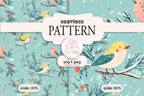 Winter Seamless Pattern - Winter Birds Digital Pattern Dez Custom Creations 