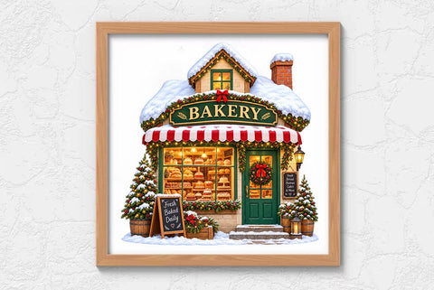 Winter Shop Buildings PNG Clipart Bundle, 11 Snowy Winter Buildings, Christmas Village Houses, Bakery Shop & Winter Architecture Graphics SVG FiveStarCrafting 