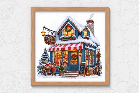 Winter Shop Buildings PNG Clipart Bundle, 11 Snowy Winter Buildings, Christmas Village Houses, Bakery Shop & Winter Architecture Graphics SVG FiveStarCrafting 