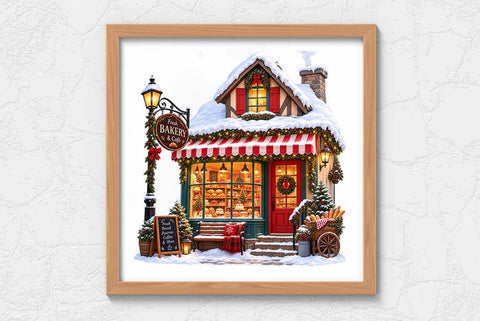 Winter Shop Buildings PNG Clipart Bundle, 11 Snowy Winter Buildings, Christmas Village Houses, Bakery Shop & Winter Architecture Graphics SVG FiveStarCrafting 