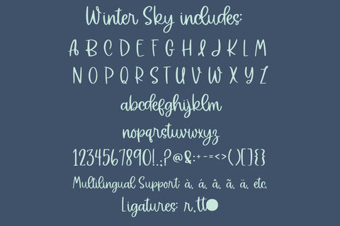 Winter Sky, Cute Handwritten Font for Cricut, Cursive Christmas Handwriting Font Designing Digitals 