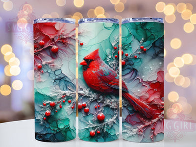 Winter Snow Cardinal Tumbler, Snow Cardinal, Bird Art, Seasonal Theme, Rustic Style, 20Oz Tumbler, Sublimation Wrap Sublimation SvggirlplusArt 