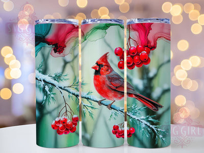 Winter Snow Cardinal Tumbler, Snow Cardinal, Bird Art, Seasonal Theme, Rustic Style, 20Oz Tumbler, Sublimation Wrap Sublimation SvggirlplusArt 