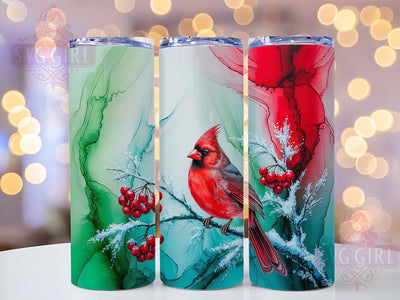 Winter Snow Cardinal Tumbler, Snow Cardinal, Bird Art, Seasonal Theme, Rustic Style, 20Oz Tumbler, Sublimation Wrap Sublimation SvggirlplusArt 