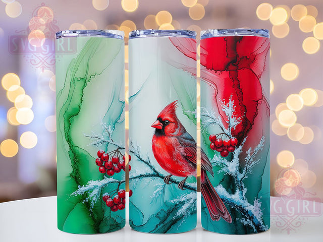Winter Snow Cardinal Tumbler, Snow Cardinal, Bird Art, Seasonal Theme, Rustic Style, 20Oz Tumbler, Sublimation Wrap Sublimation SvggirlplusArt 