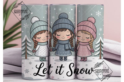 Winter Snow Girls Tumbler Wrap PNG Sublimation sassyprint 