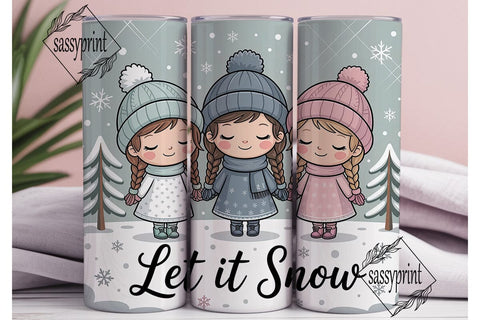 Winter Snow Girls Tumbler Wrap PNG Sublimation sassyprint 