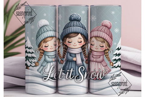 Winter Snow Girls Tumbler Wrap PNG Sublimation sassyprint 