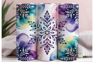 Winter Snowflake 20oz Tumbler Wrap Sublimation PixelChick 