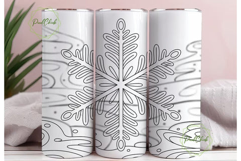 Winter Snowflake 20oz Tumbler Wrap Sublimation PixelChick 