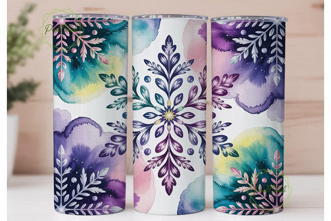 Winter Snowflake 20oz Tumbler Wrap Sublimation PixelChick 