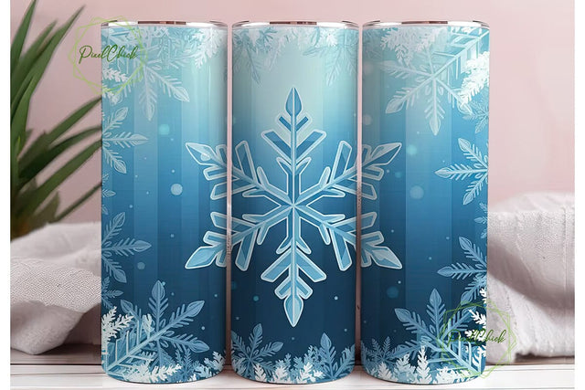 Winter Snowflake 20oz Tumbler Wrap Sublimation PixelChick 
