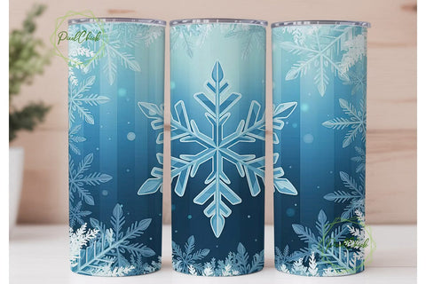 Winter Snowflake 20oz Tumbler Wrap Sublimation PixelChick 