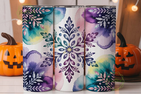 Winter Snowflake 20oz Tumbler Wrap Sublimation PixelChick 