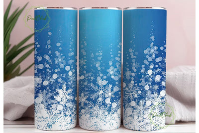 Winter Snowflake Blue Sky 20oz Tumbler Sublimation PixelChick 