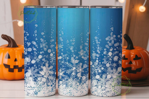 Winter Snowflake Blue Sky 20oz Tumbler Sublimation PixelChick 