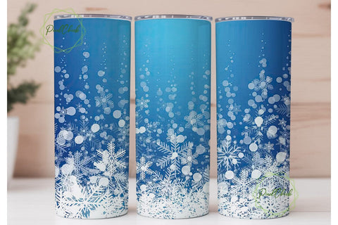 Winter Snowflake Blue Sky 20oz Tumbler Sublimation PixelChick 