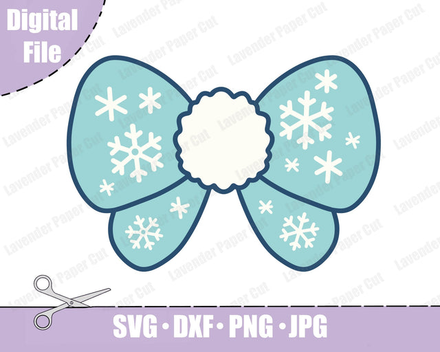 Winter Snowflake Bow, Kawaii Bow, Frozen Bow, Blizzard Bow, PNG, JPG, Clipart, Layered svg, Embroidery, Cute Bow, Cricut or Silhouette SVG Lavender Paper Cut 
