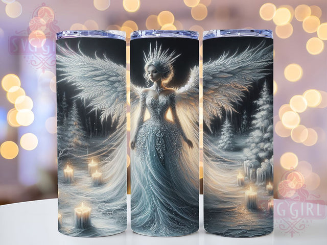 Winter Snowflake Christmas Angel Tumbler, Winter Snowflake, Holiday Wrap, Festive Tumbler, Seasonal Pattern, 20oz Tumbler, Sublimation Print Sublimation SvggirlplusArt 