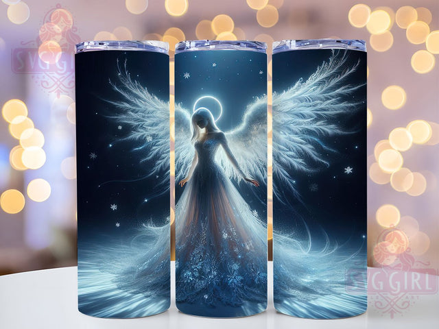 Winter Snowflake Christmas Angel Tumbler, Winter Snowflake, Holiday Wrap, Festive Tumbler, Seasonal Pattern, 20oz Tumbler, Sublimation Print Sublimation SvggirlplusArt 