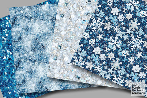 Winter Snowflake Glitter Digital Paper - Textured Sublimation Scrapbook Pattern Digital Pattern Fine Purple Elephant Creations 