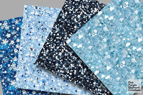 Winter Snowflake Glitter Digital Paper - Textured Sublimation Scrapbook Pattern Digital Pattern Fine Purple Elephant Creations 
