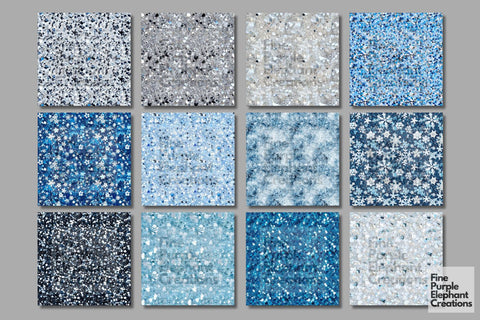 Winter Snowflake Glitter Digital Paper - Textured Sublimation Scrapbook Pattern Digital Pattern Fine Purple Elephant Creations 