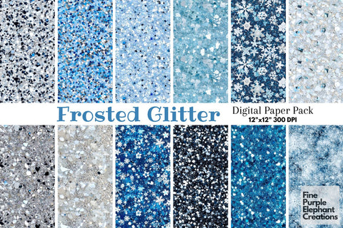 Winter Snowflake Glitter Digital Paper - Textured Sublimation Scrapbook Pattern Digital Pattern Fine Purple Elephant Creations 