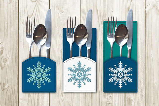 Winter Snowflake Silverware Sleeve ITH Applique Embroidery Embroidery/Applique DESIGNS Risa Rocks It 