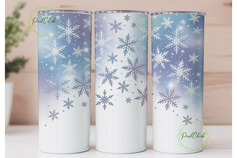 Winter Snowflake Sparkle 20oz Tumbler Sublimation PixelChick 
