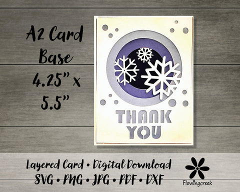 Winter Snowflake Thank You 3D Layered Greeting Card SVG Cut File 3D Paper Flowingcreek 